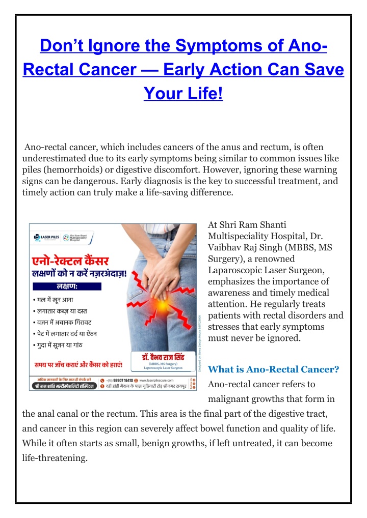 don t ignore the symptoms of ano rectal cancer