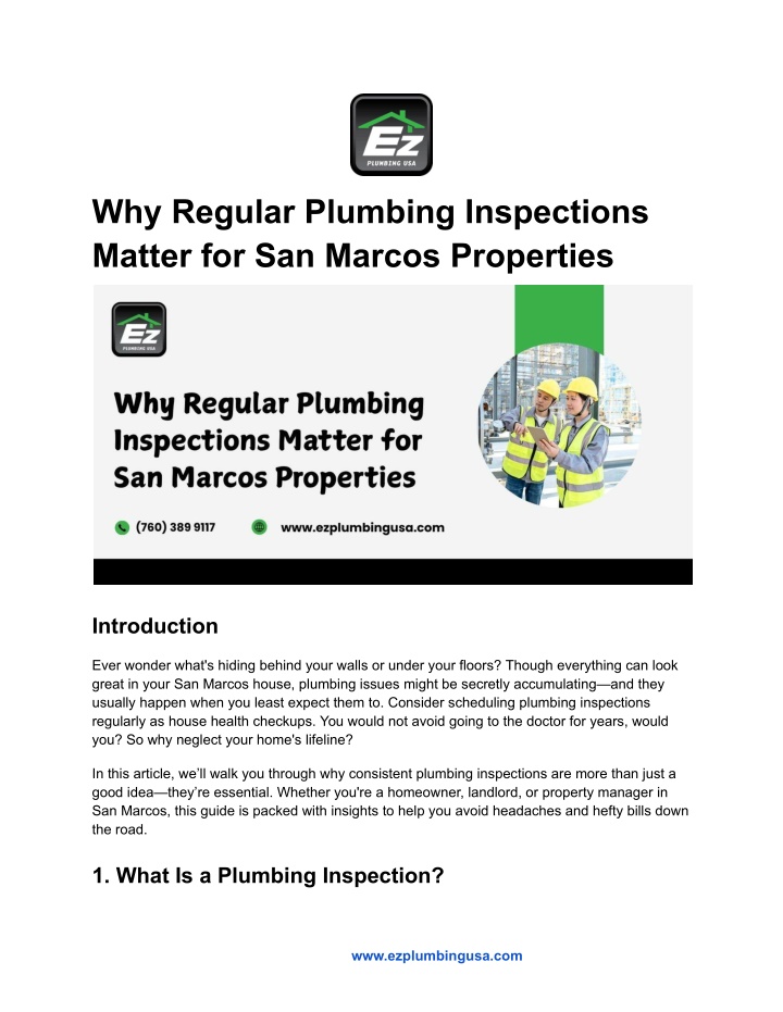 why regular plumbing inspections matter