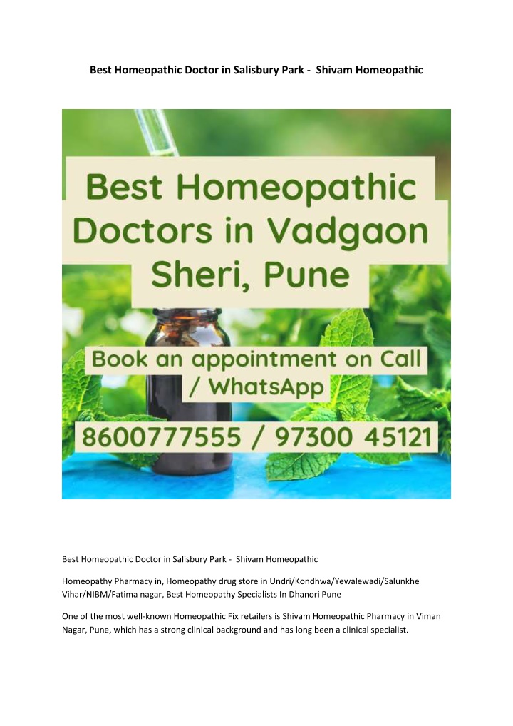 best homeopathic doctor in salisbury park shivam