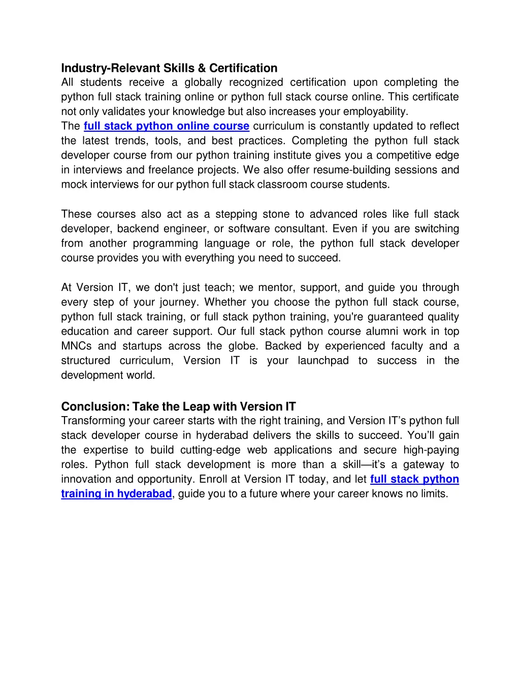 industry relevant skills certification