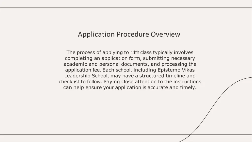 application procedure overview