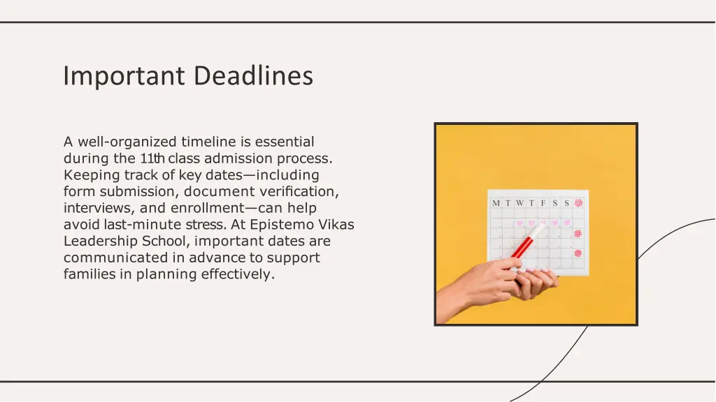 important deadlines
