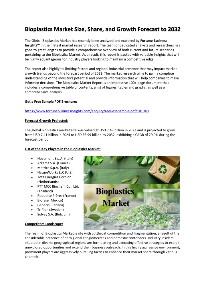 bioplastics market size share and growth forecast