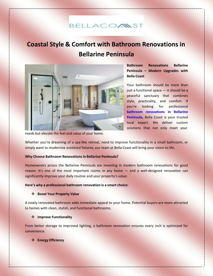 coastal style comfort with bathroom renovations