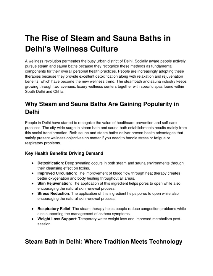 the rise of steam and sauna baths in delhi