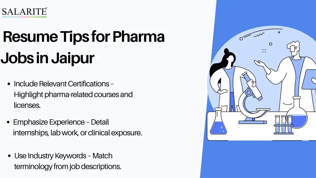 resume tips for pharma jobs in jaipur