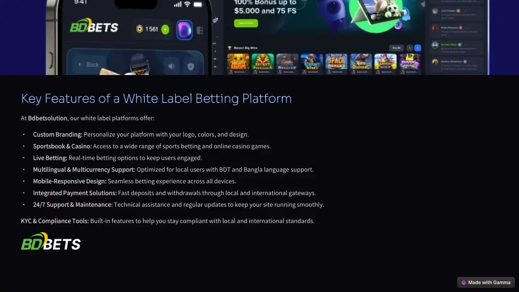 key features of a white label betting platform