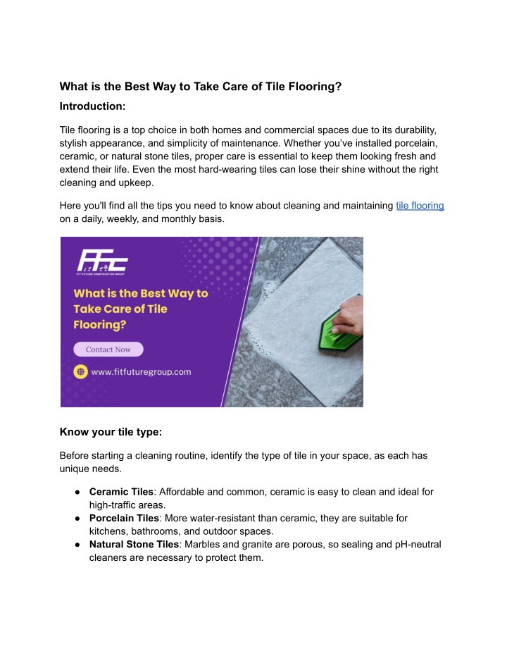 what is the best way to take care of tile flooring