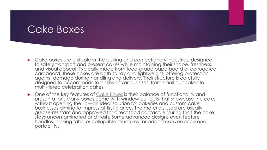 cake boxes