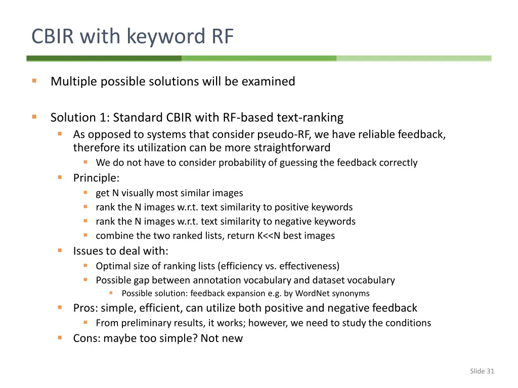 cbir with keyword rf