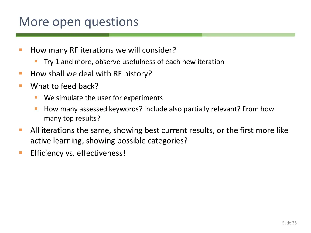 more open questions