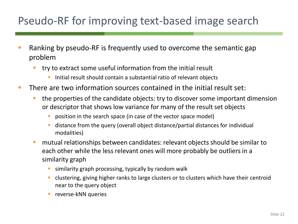 pseudo rf for improving text based image search