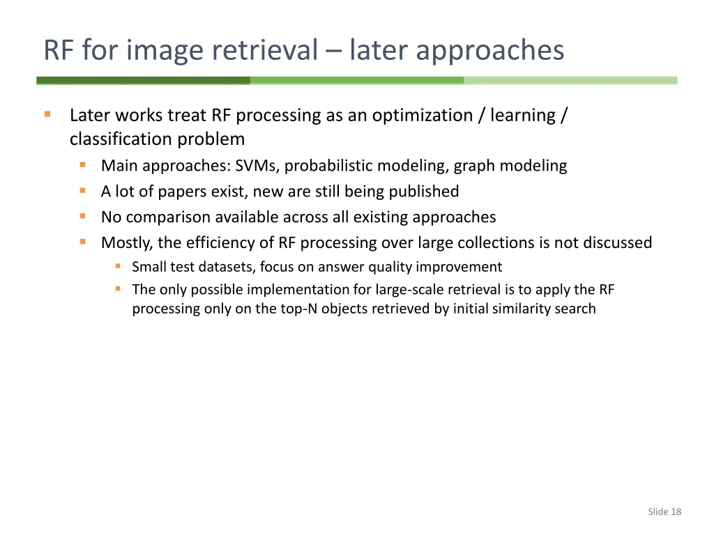 rf for image retrieval later approaches