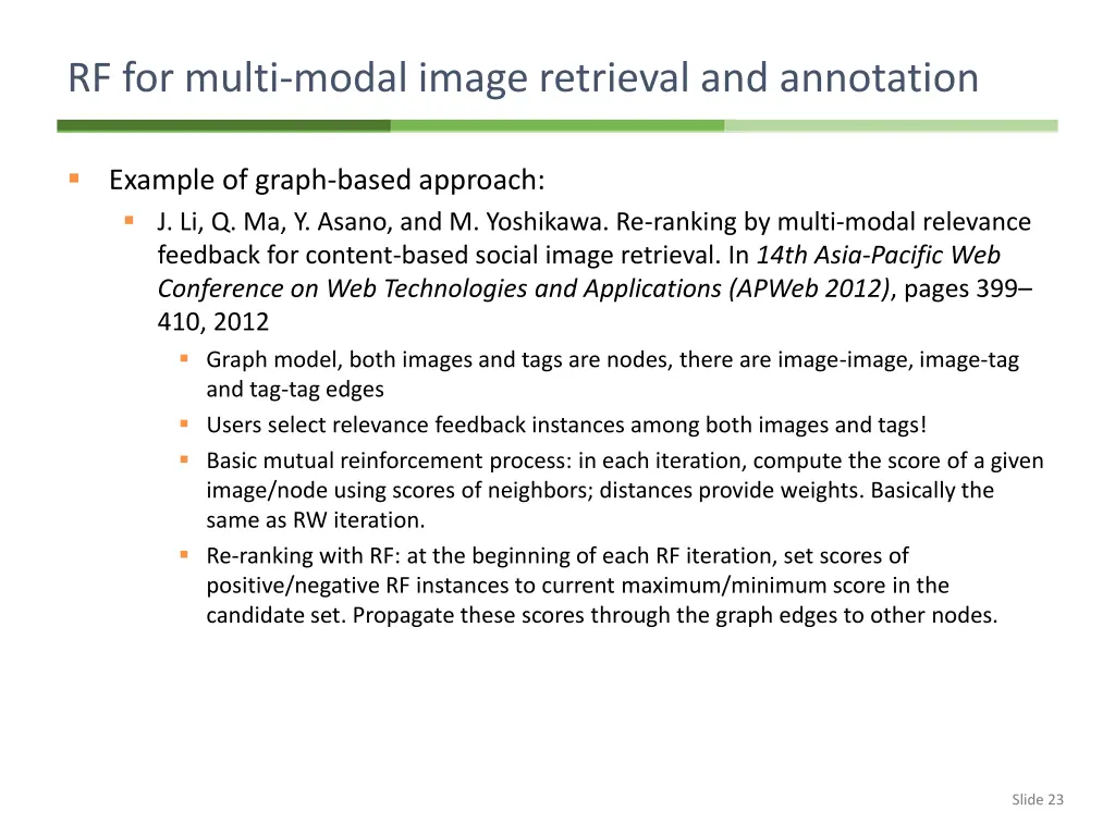 rf for multi modal image retrieval and annotation