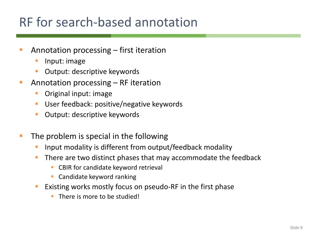 rf for search based annotation