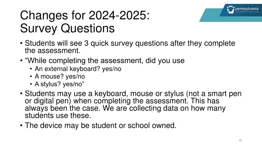 changes for 2024 2025 survey questions students