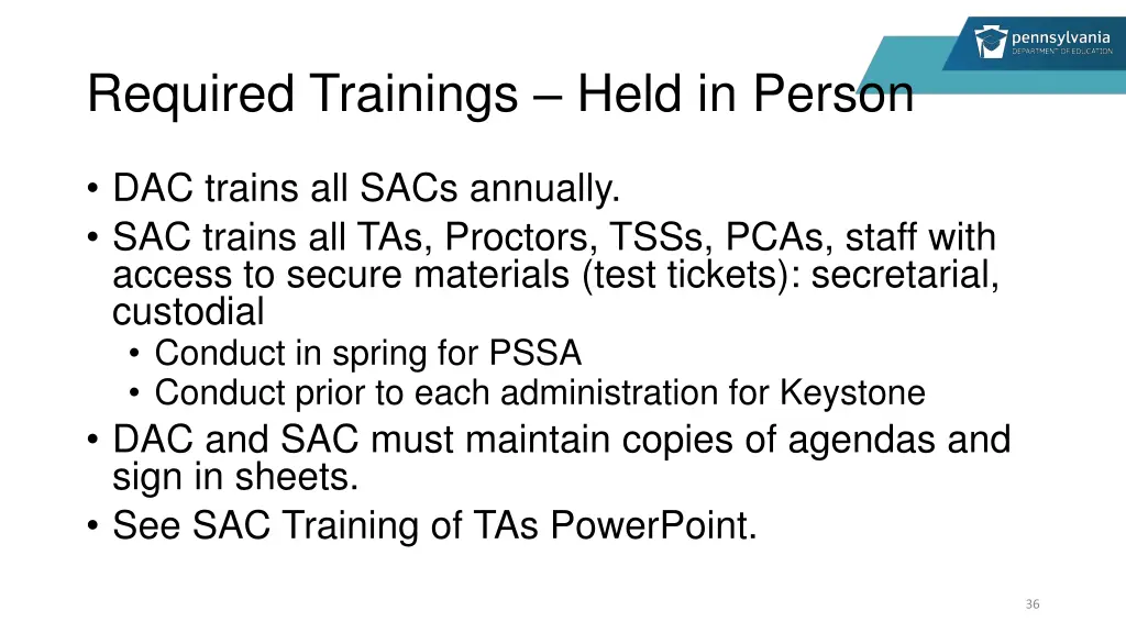 required trainings held in person
