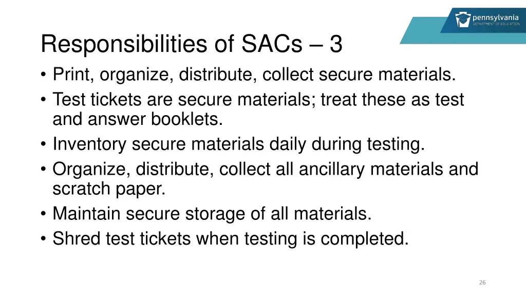 responsibilities of sacs 3 print organize