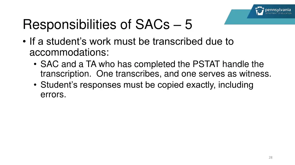 responsibilities of sacs 5 if a student s work