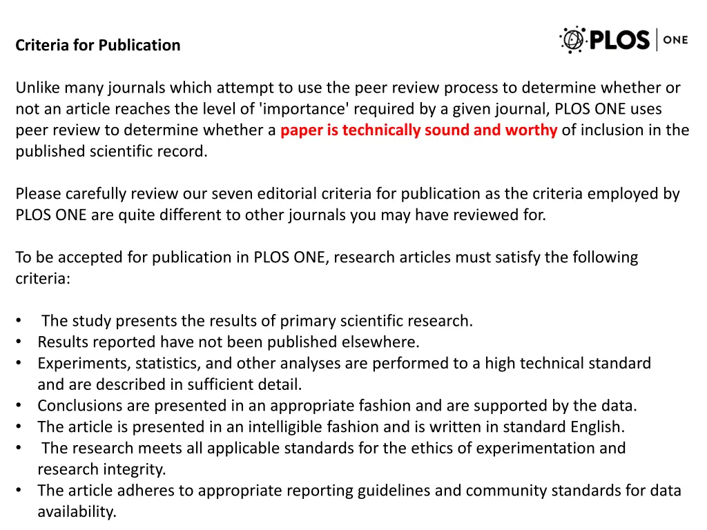 criteria for publication