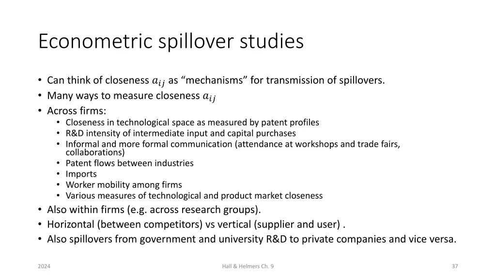 econometric spillover studies 1