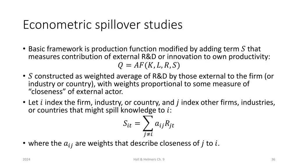 econometric spillover studies