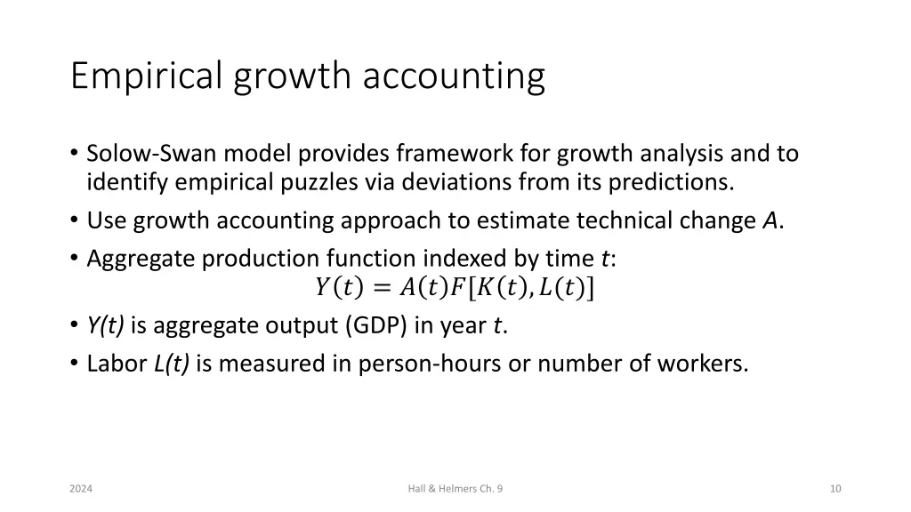empirical growth accounting