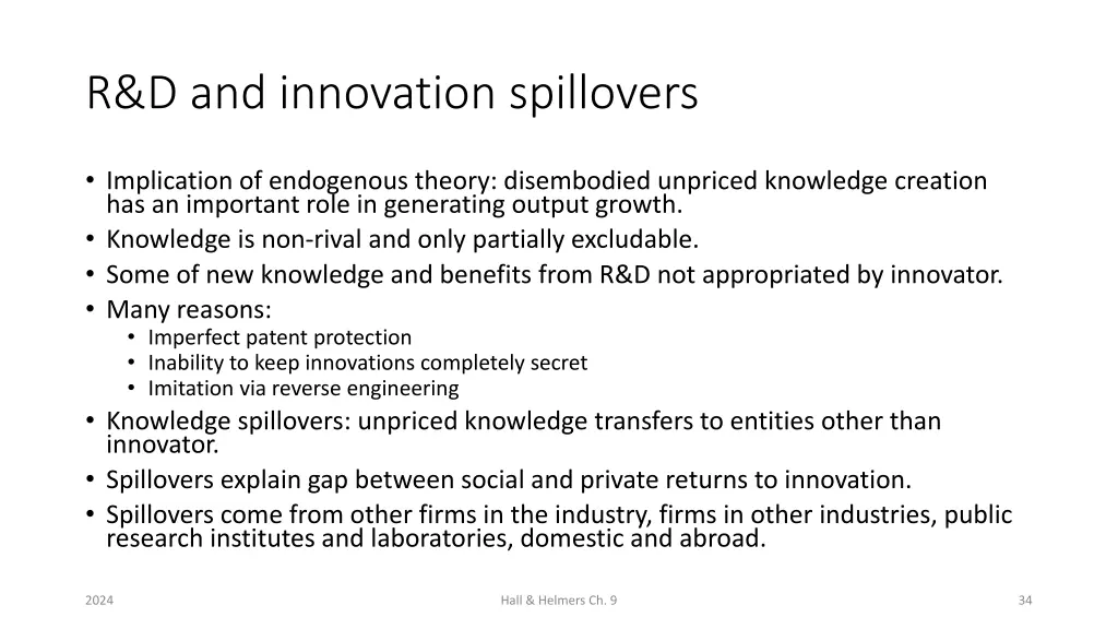 r d and innovation spillovers