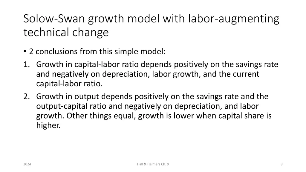 solow swan growth model with labor augmenting