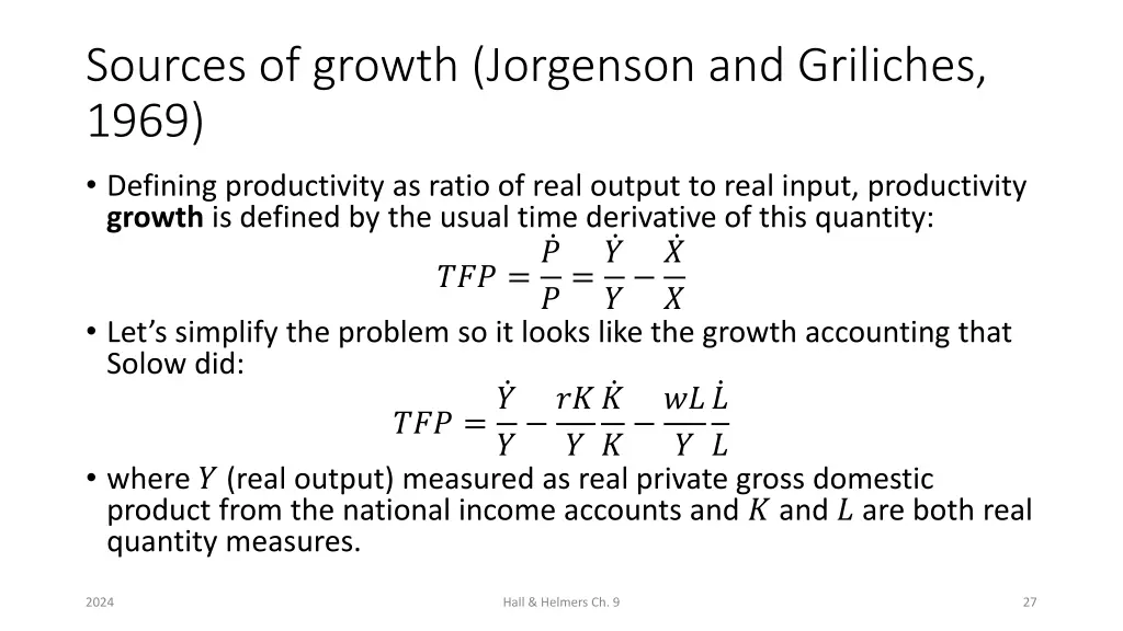sources of growth jorgenson and griliches 1969 2