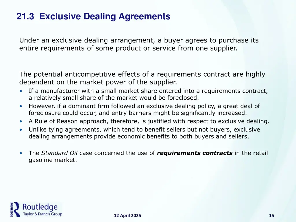 21 3 exclusive dealing agreements