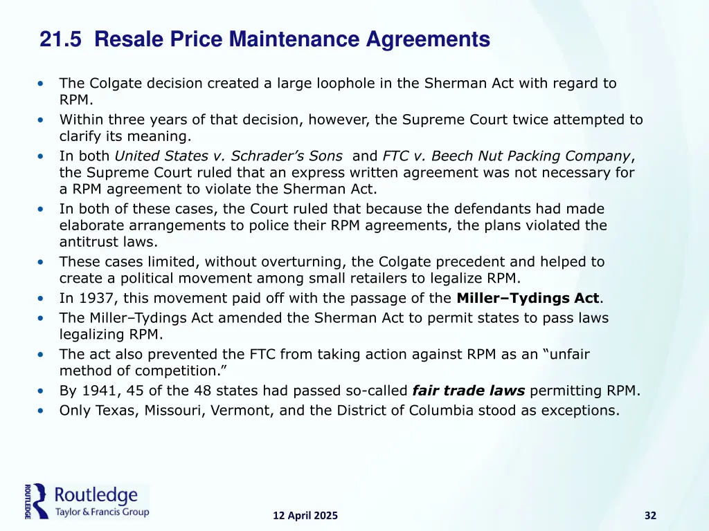 21 5 resale price maintenance agreements 2