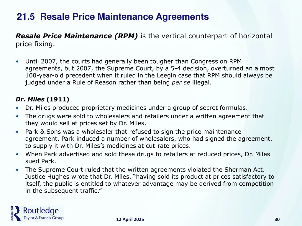 21 5 resale price maintenance agreements