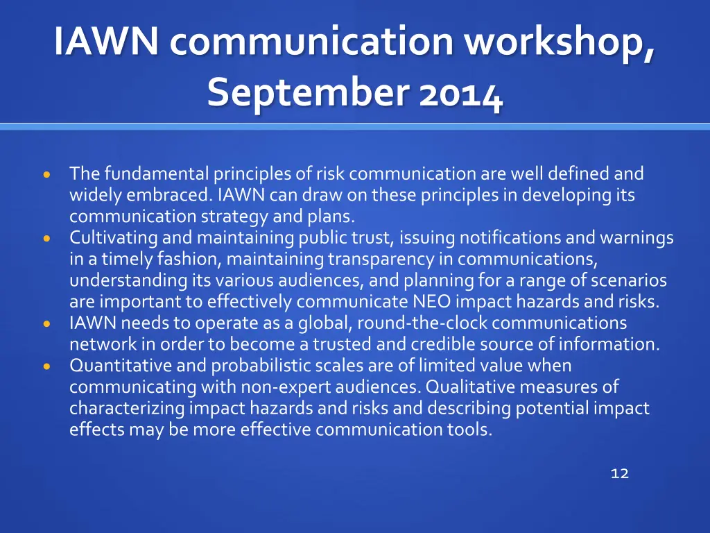 iawn communication workshop september 2014