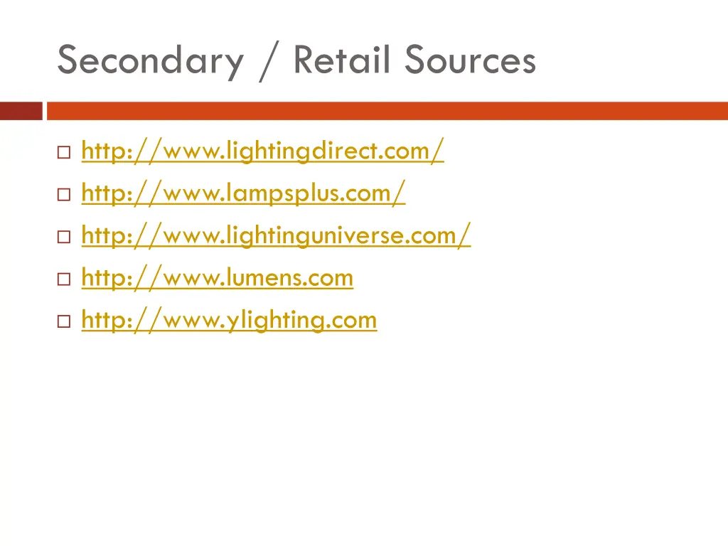 secondary retail sources