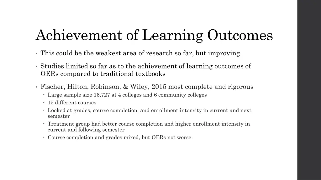 achievement of learning outcomes
