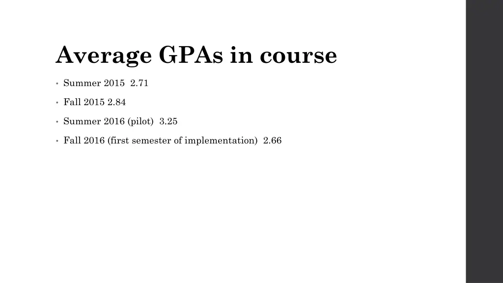 average gpas in course