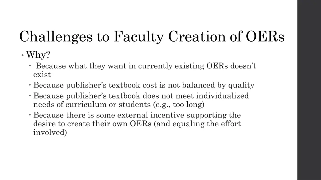 challenges to faculty creation of oers