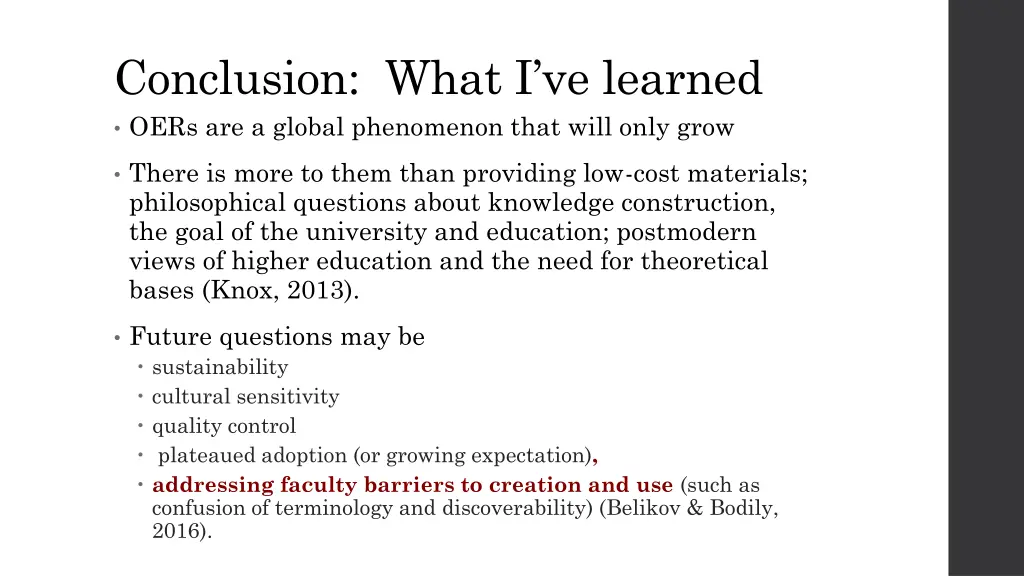 conclusion what i ve learned oers are a global