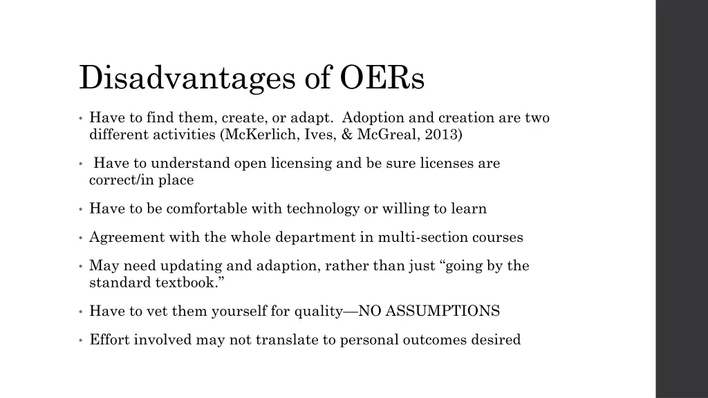 disadvantages of oers