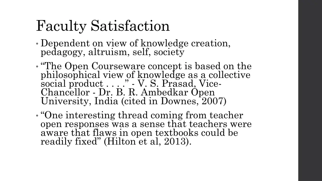 faculty satisfaction dependent on view