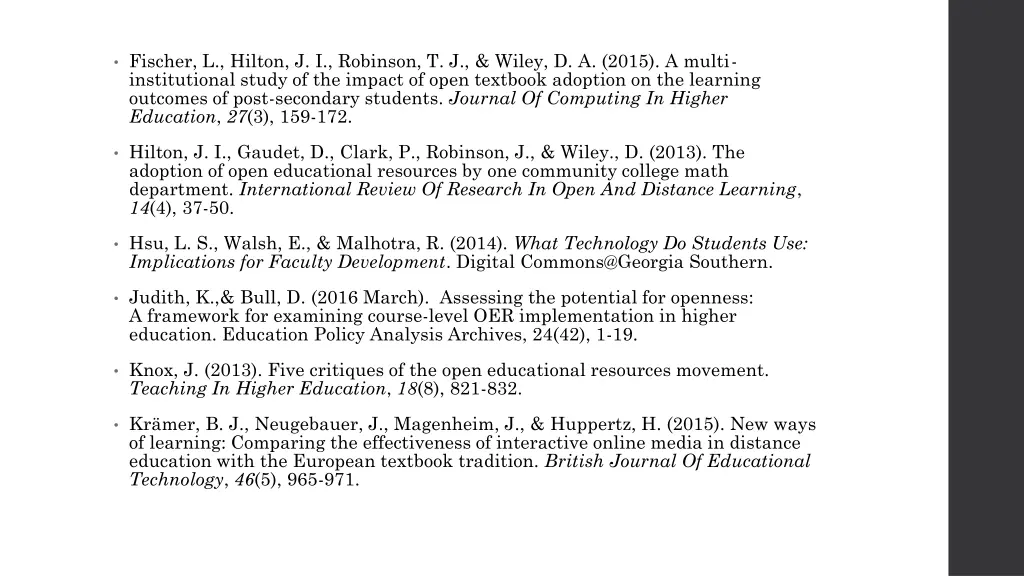 fischer l hilton j i robinson t j wiley d a 2015