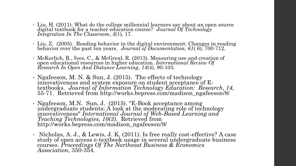 liu h 2011 what do the college millennial