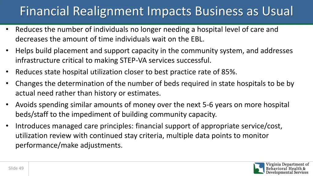 financial realignment impacts business as usual
