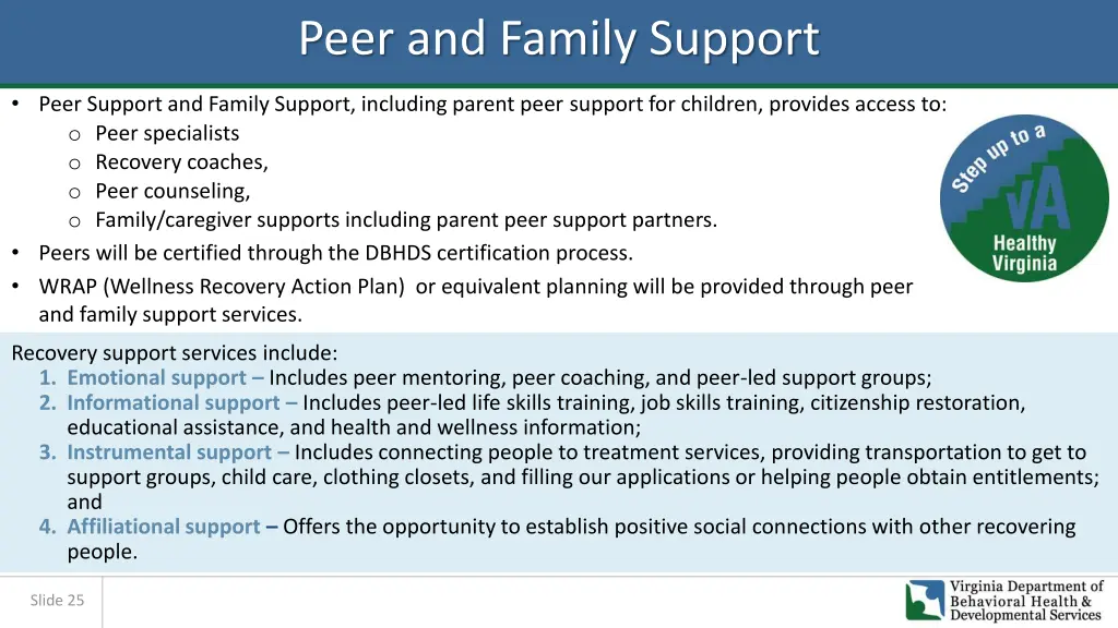 peer and family support