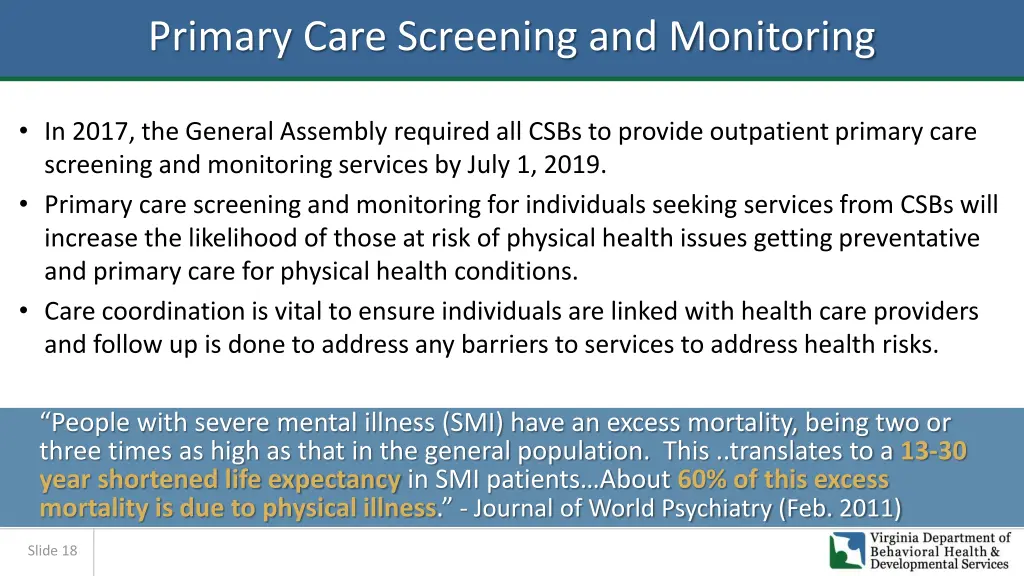 primary care screening and monitoring