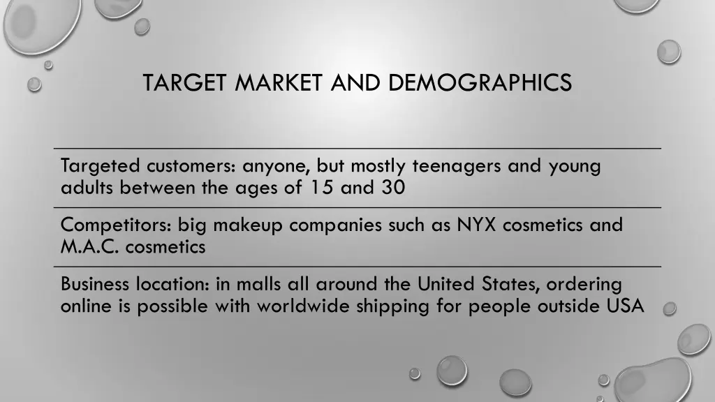 target market and demographics