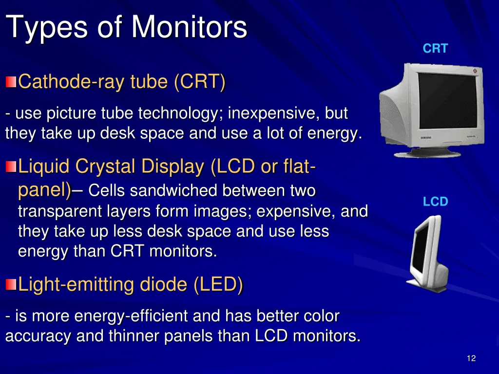 types of monitors