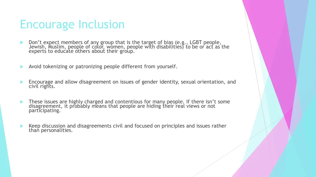 encourage inclusion