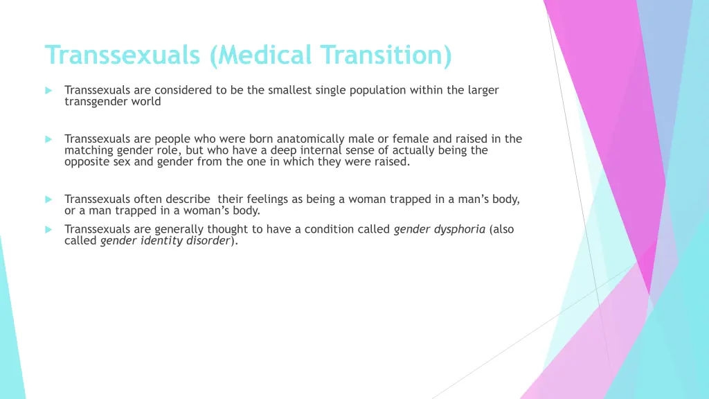 transsexuals medical transition